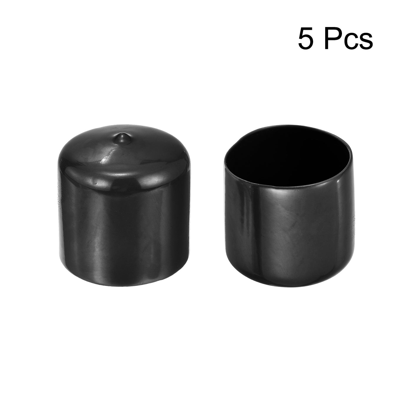 uxcell Uxcell 5pcs Rubber End Caps 1 13/16"(46mm) ID Vinyl PVC Round Tube Bolt Cap Cover Black