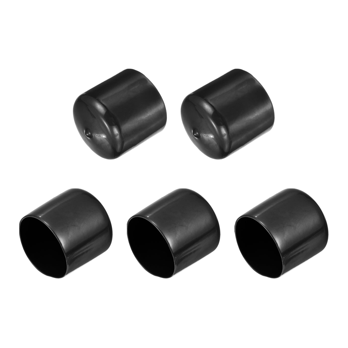 uxcell Uxcell 5pcs Rubber End Caps 1 13/16"(46mm) ID Vinyl PVC Round Tube Bolt Cap Cover Black