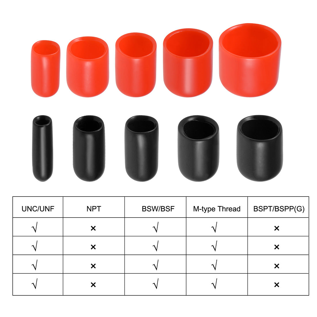 uxcell Uxcell 20pcs Round Rubber End Caps 1 13/16"(46mm) Black Cover Screw Thread Protectors