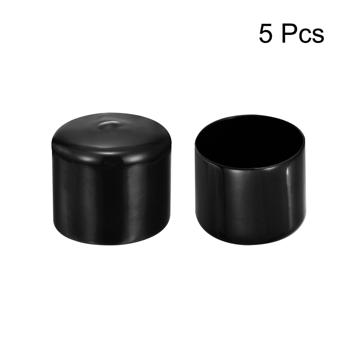 uxcell Uxcell 5pcs Rubber End Caps 2"(50mm) ID Vinyl PVC Round Tube Bolt Cap Cover Black