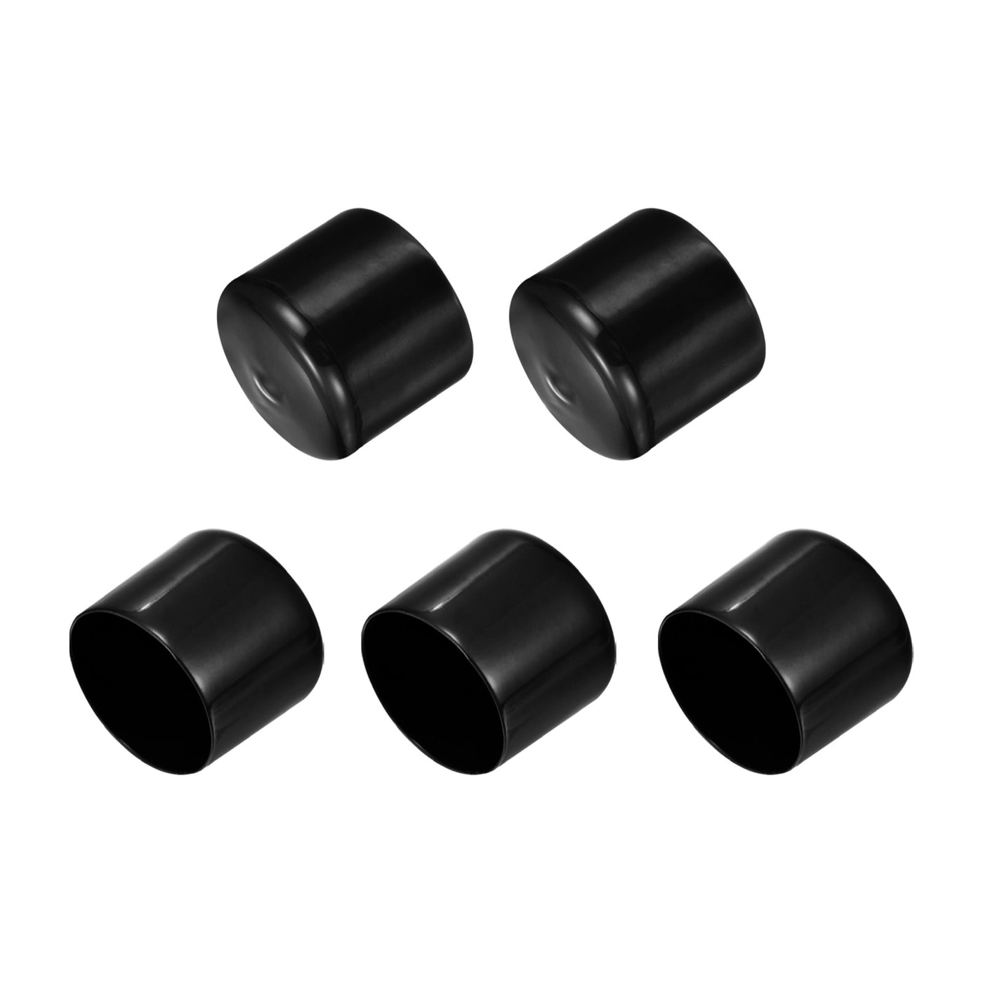 uxcell Uxcell 5pcs Rubber End Caps 2"(50mm) ID Vinyl PVC Round Tube Bolt Cap Cover Black