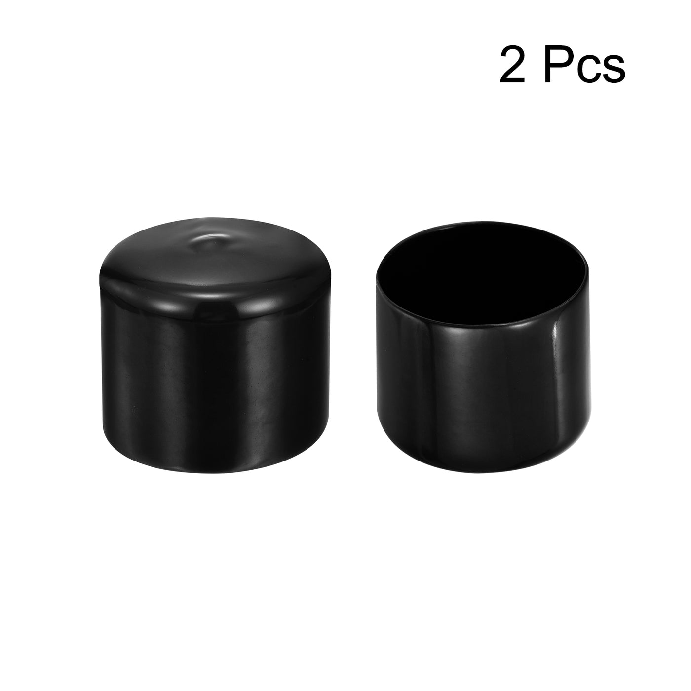 uxcell Uxcell 2pcs Rubber End Caps 51mm ID Vinyl Round Tube Bolt Cover Screw Protectors Black