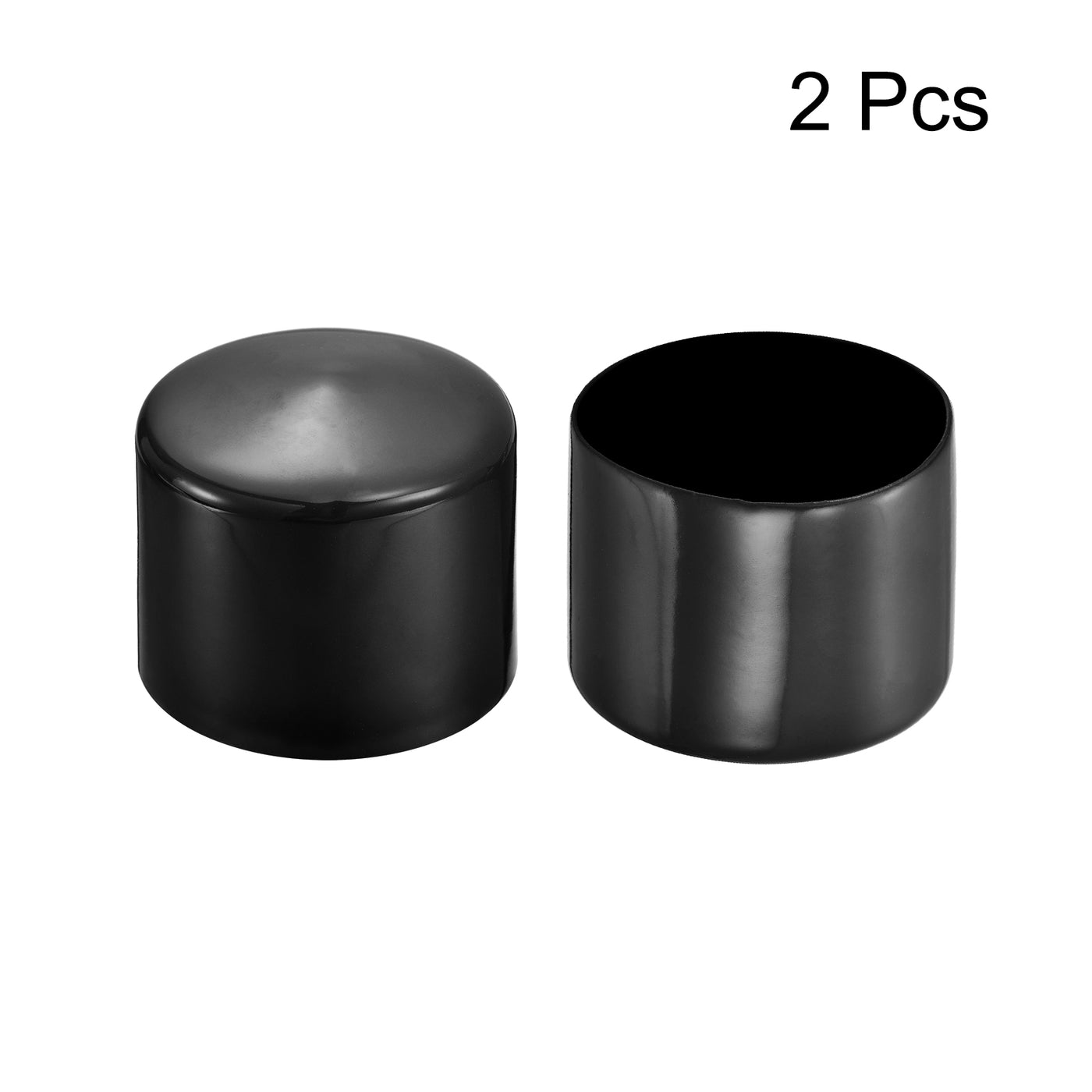 uxcell Uxcell 2pcs Rubber End Caps 55mm ID Vinyl Round Tube Bolt Cover Screw Protectors Black