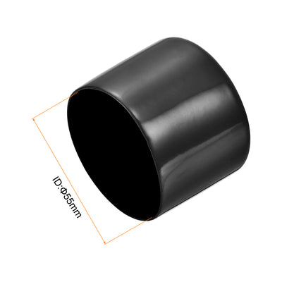 Harfington Uxcell 2pcs Rubber End Caps 55mm ID Vinyl Round Tube Bolt Cover Screw Protectors Black