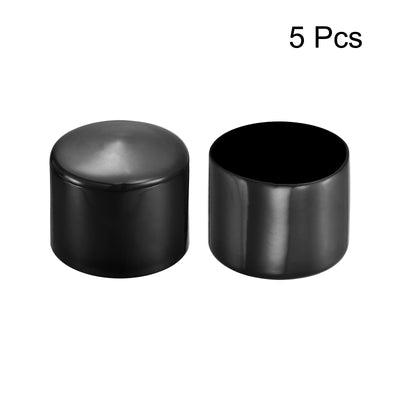 Harfington Uxcell 5pcs Rubber End Caps 2 3/16"(55mm) ID Vinyl PVC Round Tube Bolt Cap Cover Black