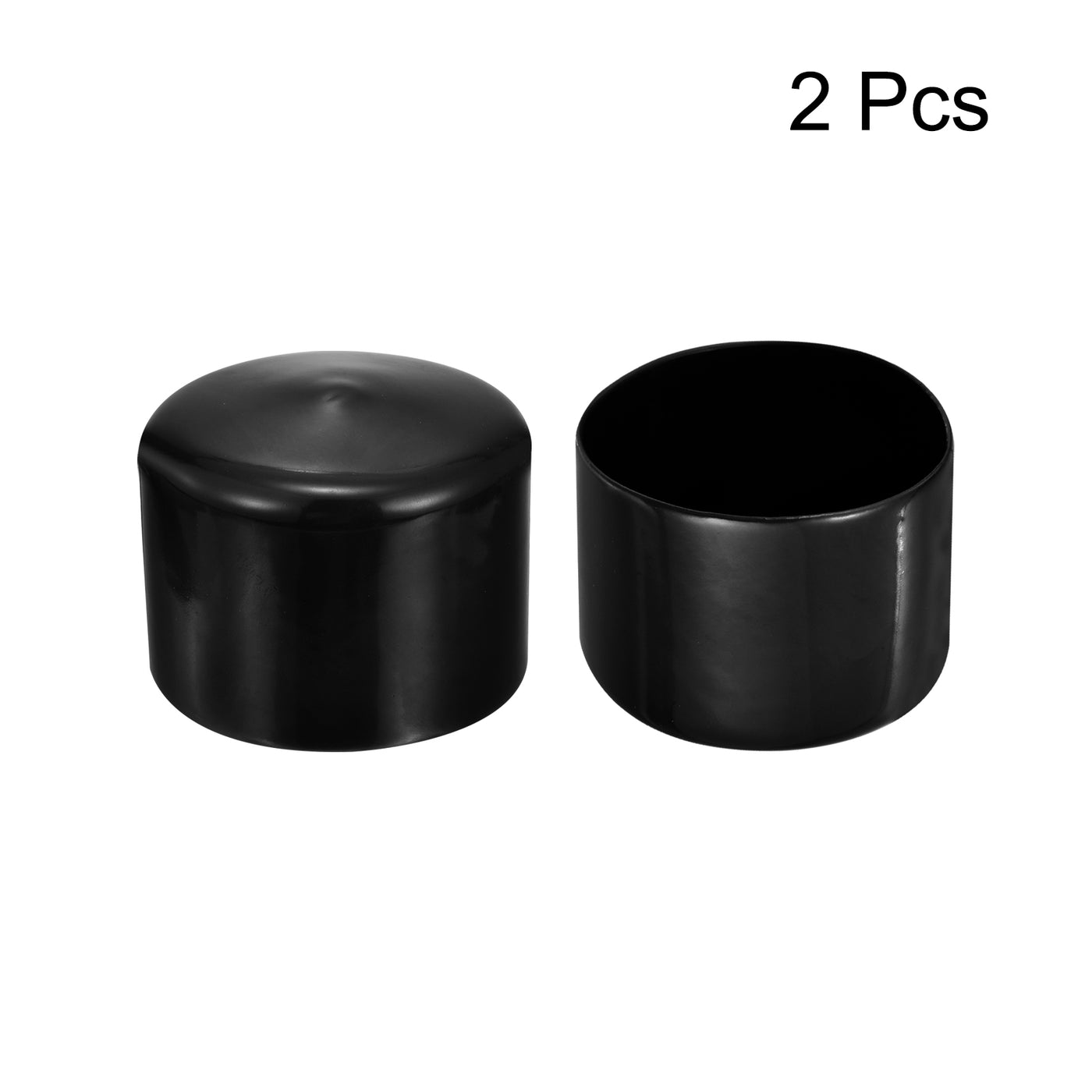 uxcell Uxcell 2pcs Rubber End Caps 56mm ID Vinyl Round Tube Bolt Cover Screw Protectors Black