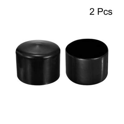 Harfington Uxcell 2pcs Rubber End Caps 56mm ID Vinyl Round Tube Bolt Cover Screw Protectors Black