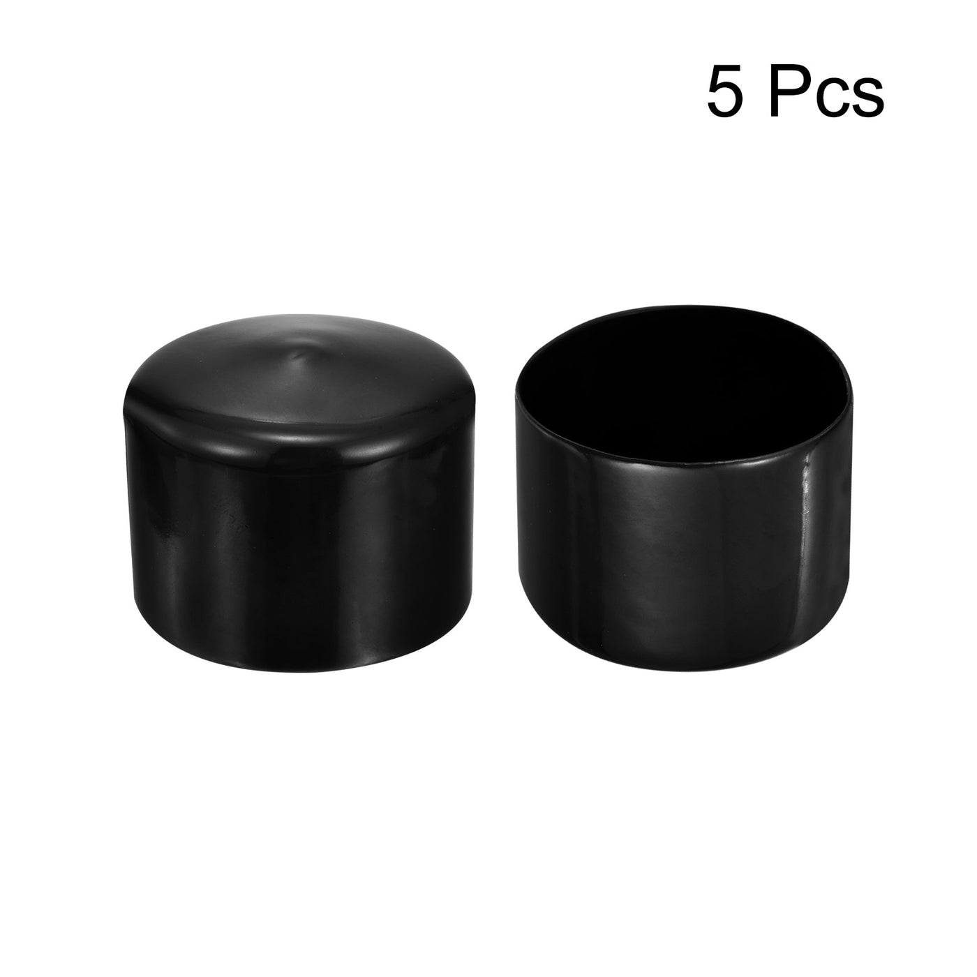 uxcell Uxcell 5pcs Rubber End Caps 2 3/16"(56mm) ID Vinyl PVC Round Tube Bolt Cap Cover Black