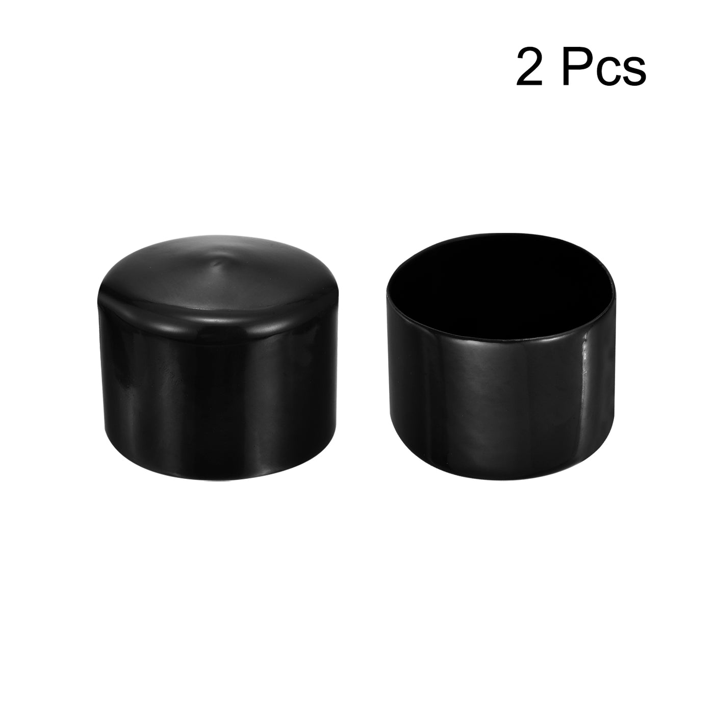 uxcell Uxcell 2pcs Rubber End Caps 58mm ID Vinyl Round Tube Bolt Cover Screw Protectors Black