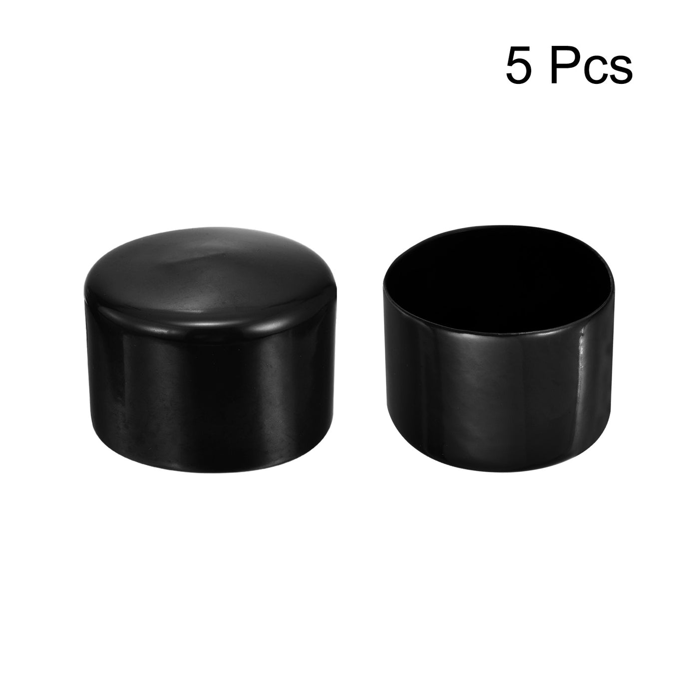 uxcell Uxcell 5pcs Rubber End Caps 2 9/16"(65mm) ID Vinyl PVC Round Tube Bolt Cap Cover Black