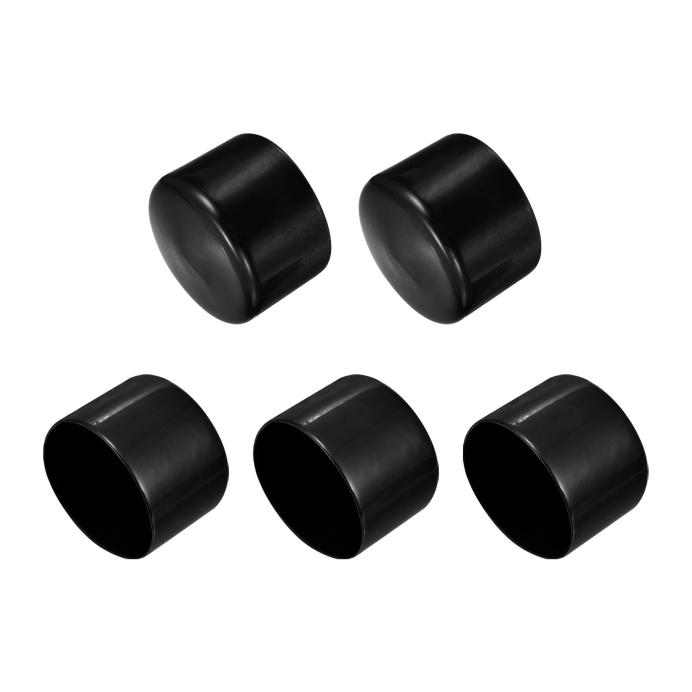 uxcell Uxcell 5pcs Rubber End Caps 2 9/16"(65mm) ID Vinyl PVC Round Tube Bolt Cap Cover Black