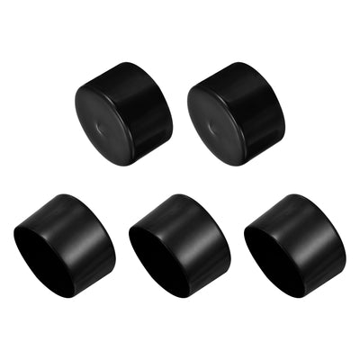 Harfington Uxcell 5pcs Rubber End Caps 3 3/8"(85mm) ID Vinyl PVC Round Tube Bolt Cap Cover Black