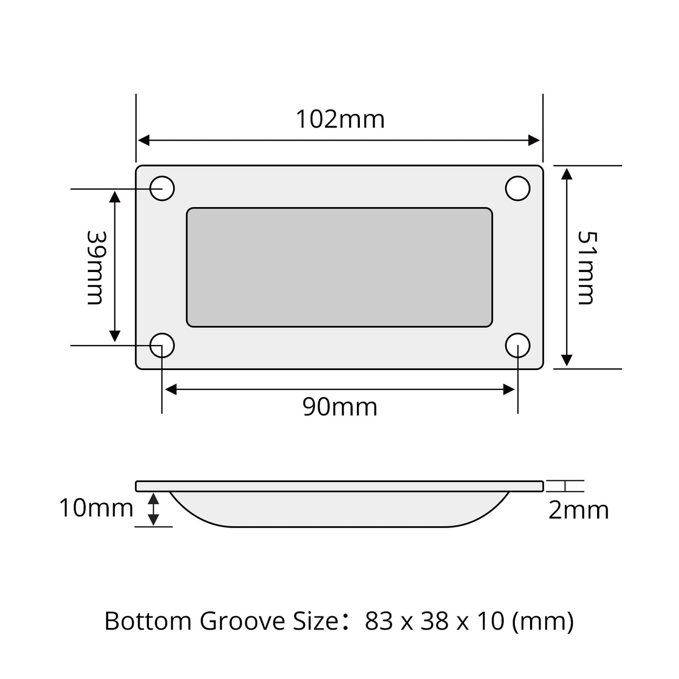 Harfington 1Pcs Square Stainless Steel Hidden Recessed Pull Handle Stainless Steel