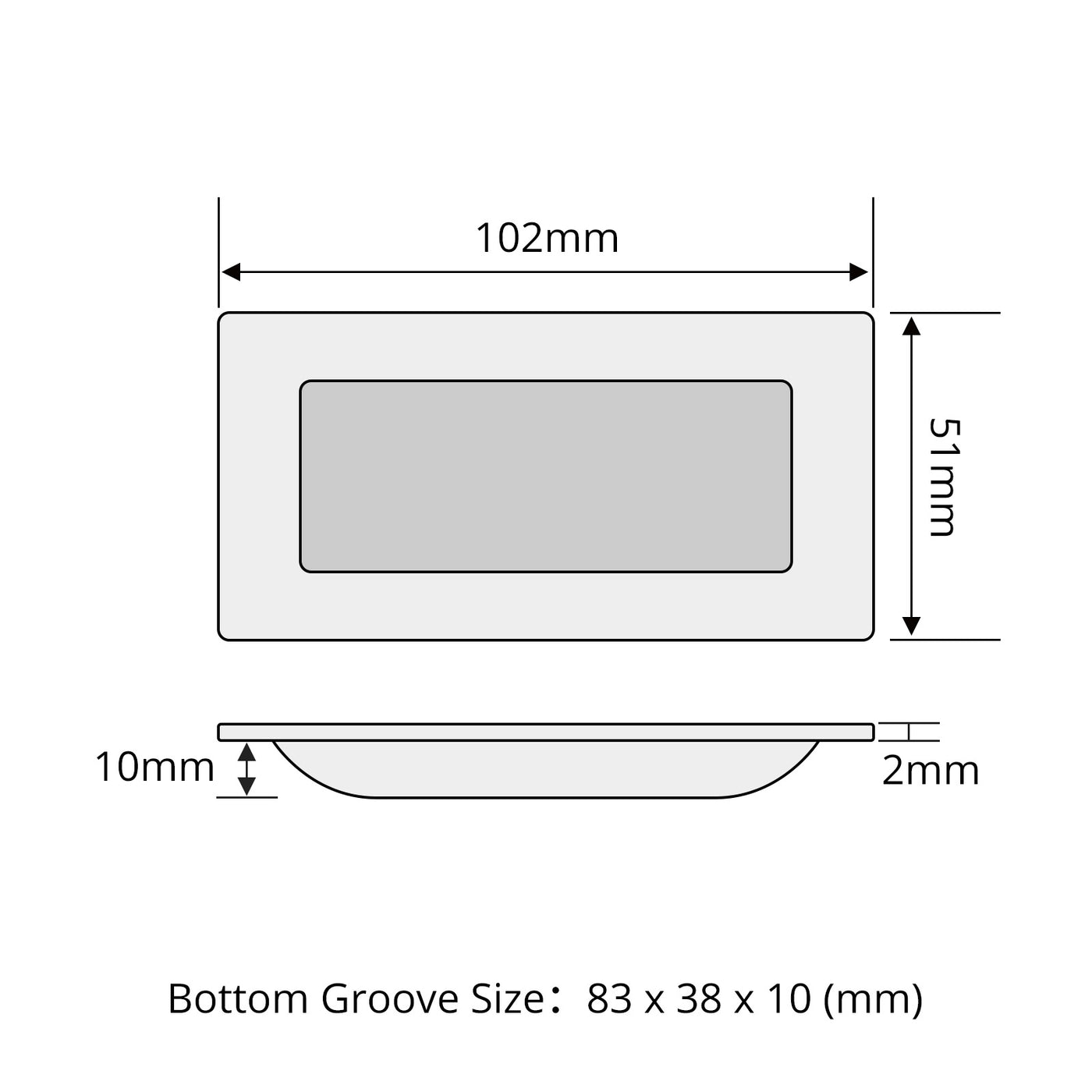 Harfington 1Pcs Square Stainless Steel Hidden Recessed Pull Handle Stainless Steel