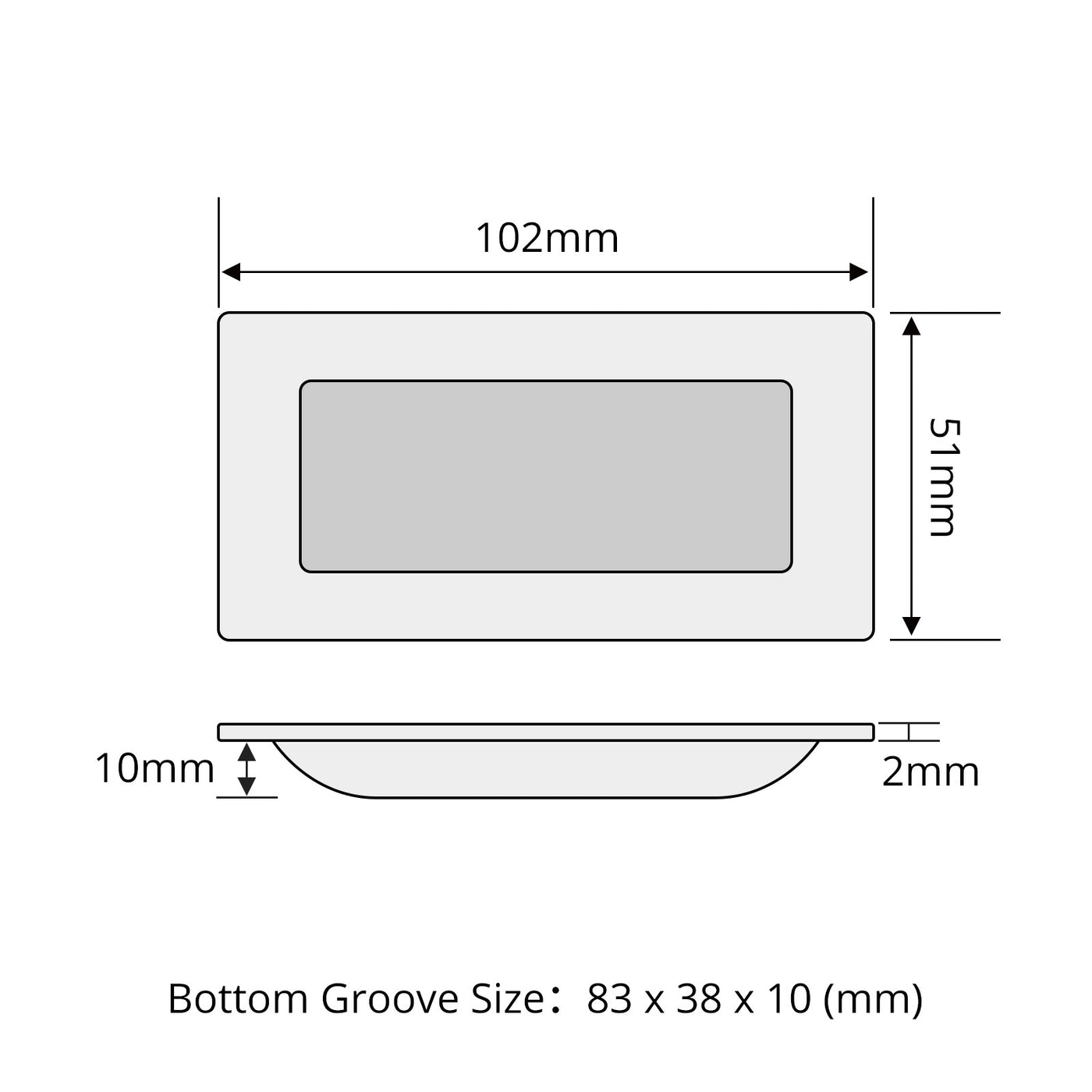 Harfington 1Pcs Square Stainless Steel Hidden Recessed Pull Handle Stainless Steel