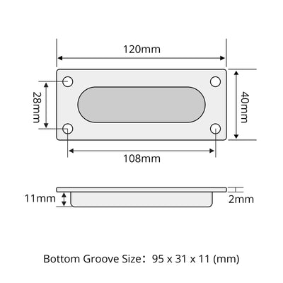 Harfington 1Pcs Square Stainless Steel Hidden Recessed Pull Handle Stainless Steel