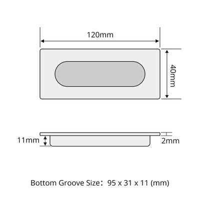 Harfington 1Pcs Square Stainless Steel Hidden Recessed Pull Handle Stainless Steel