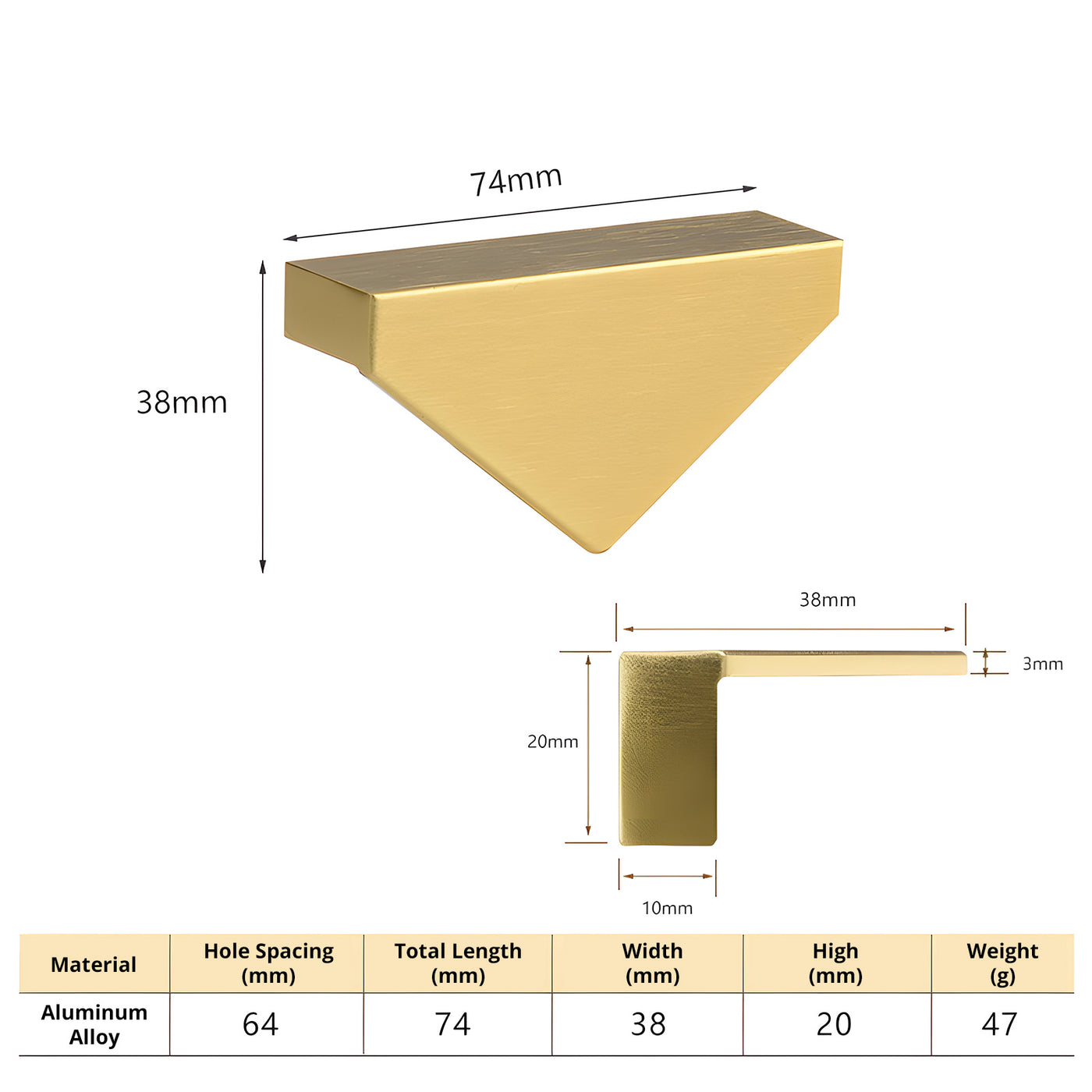 Harfington 1Pcs Gold Tone Drawer Pull Handle with 22mm Long Screw