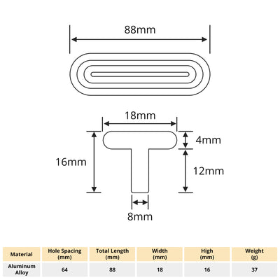 Harfington 1Pcs Aluminum Alloy Polygon Drawer Pull Handle with 22mm Length Screws