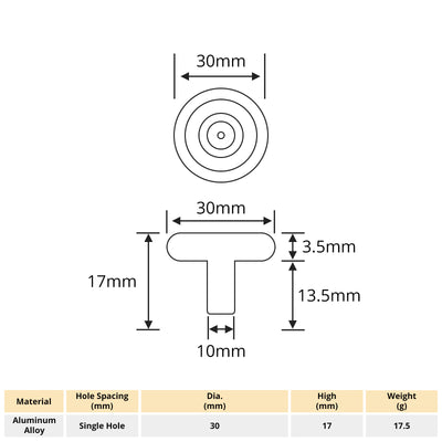 Harfington 1Pcs Aluminum Alloy Round Drawer Pull Handle with 22mm Length Screws