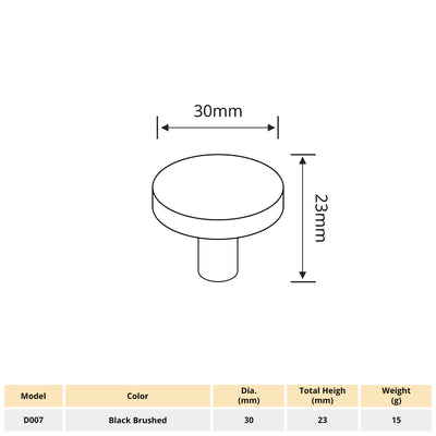 Harfington 1pcs Aluminum Alloy 30x23mm Flat Round Shape Handle with 22mm Long Screw