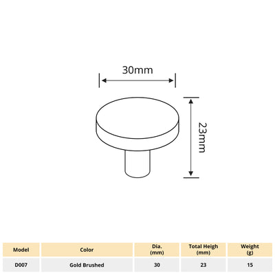 Harfington 1pcs Aluminum Alloy 30x23mm Flat Round Shape Handle with 22mm Long Screw