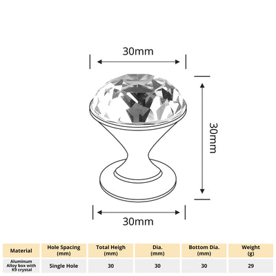 Harfington 1pcs Diamond Head Knob Handle with Optional Drilling and Drill-Free Installation