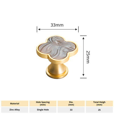 Harfington Four-Leaf Clover Creative Gold Handle Knob for Decorative Pulls Zinc Alloy Single Hole Door Handle 6pcs