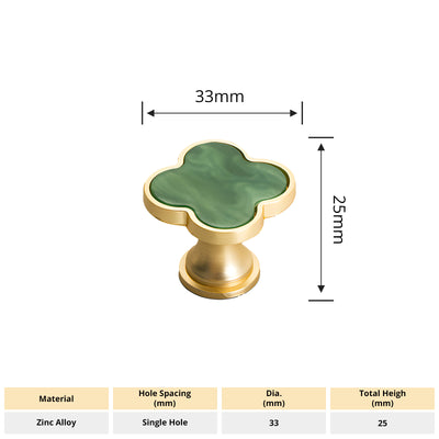 Harfington Four-Leaf Clover Creative Gold Handle Knob for Decorative Pulls Zinc Alloy Single Hole Door Handle 6pcs