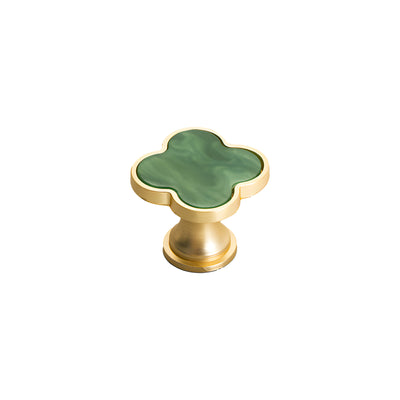 Harfington Four-Leaf Clover Creative Gold Handle Knob for Decorative Pulls Zinc Alloy Single Hole Door Handle 6pcs