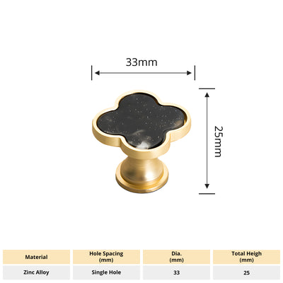 Harfington Four-Leaf Clover Creative Gold Handle Knob for Decorative Pulls Zinc Alloy Single Hole Door Handle 6pcs