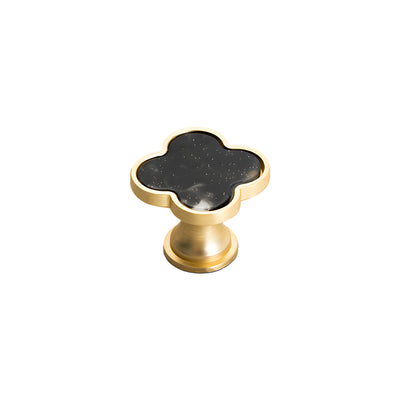 Harfington Four-Leaf Clover Creative Gold Handle Knob for Decorative Pulls Zinc Alloy Single Hole Door Handle 6pcs