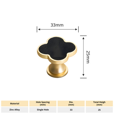 Harfington Four-Leaf Clover Creative Gold Handle Knob for Decorative Pulls Zinc Alloy Single Hole Door Handle 6pcs