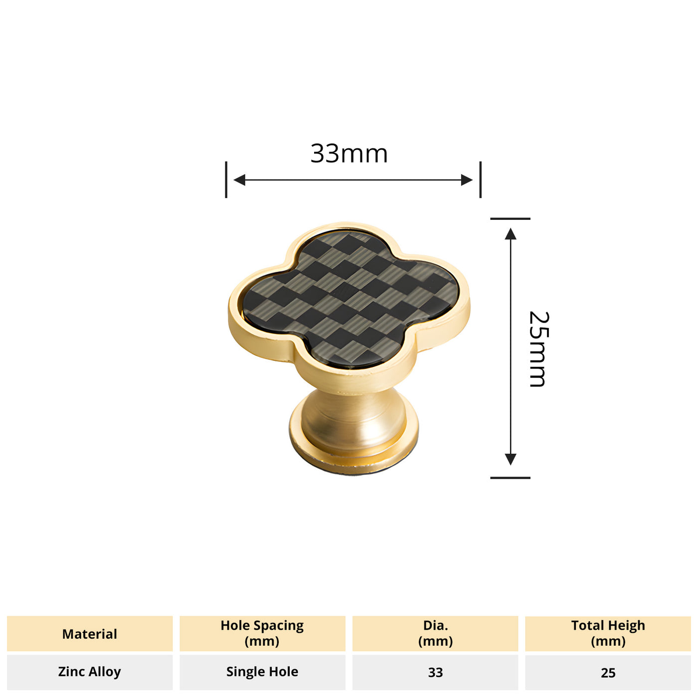 Harfington Four-Leaf Clover Creative Gold Handle Knob for Decorative Pulls Zinc Alloy Single Hole Door Handle 6pcs