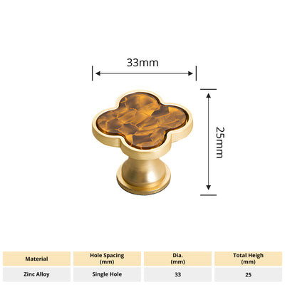 Harfington Four-Leaf Clover Creative Gold Handle Knob for Decorative Pulls Zinc Alloy Single Hole Door Handle 6pcs