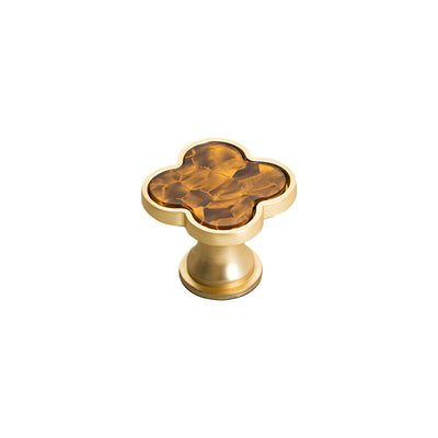 Harfington Four-Leaf Clover Creative Gold Handle Knob for Decorative Pulls Zinc Alloy Single Hole Door Handle 6pcs