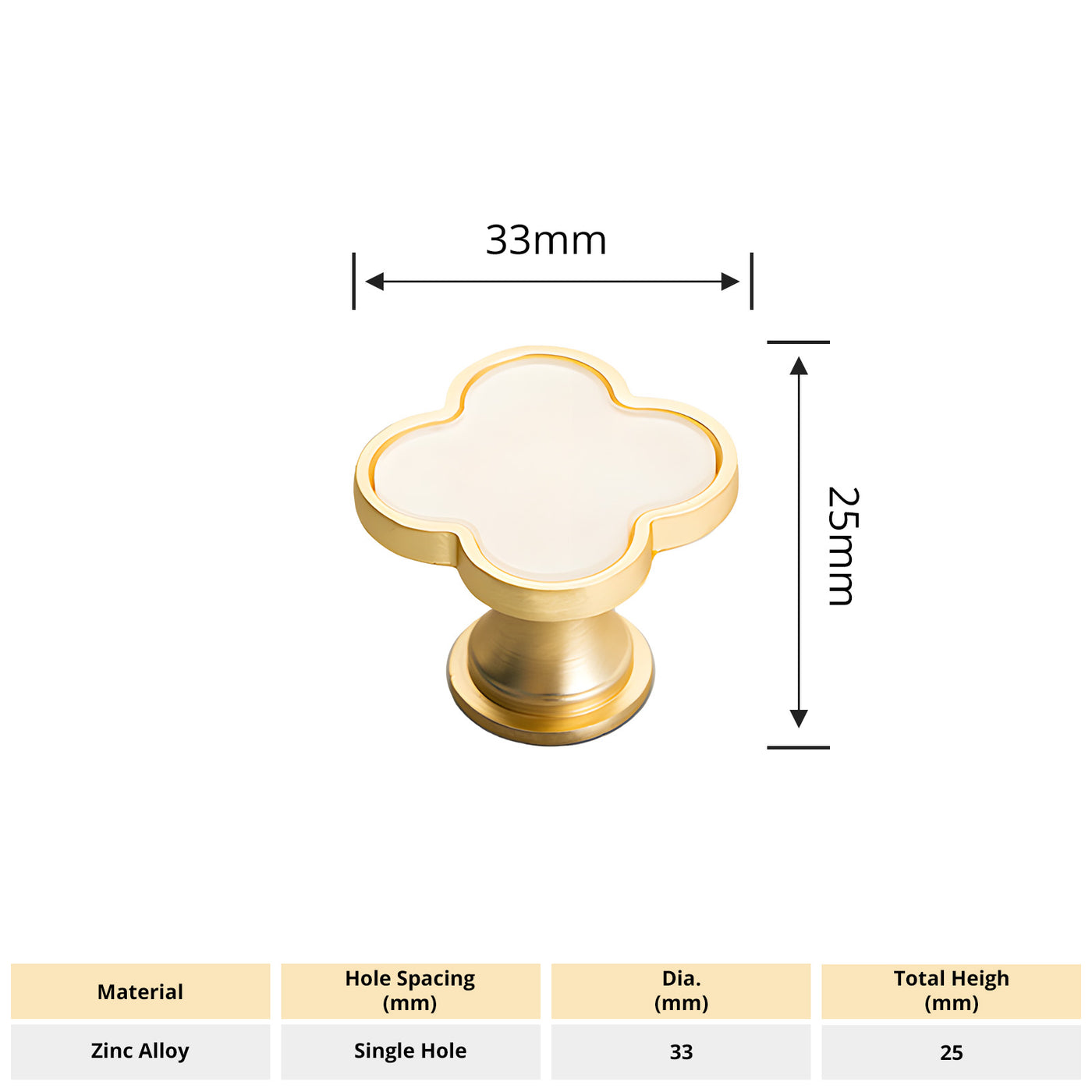 Harfington Four-Leaf Clover Creative Gold Handle Knob for Decorative Pulls Zinc Alloy Single Hole Door Handle 6pcs