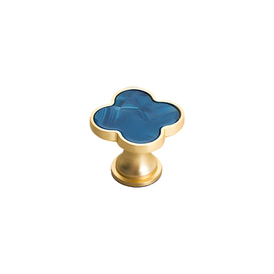 Harfington Four-Leaf Clover Creative Gold Handle Knob for Decorative Pulls Zinc Alloy Single Hole Door Handle 6pcs