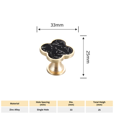 Harfington Four-Leaf Clover Creative Gold Handle Knob for Decorative Pulls Zinc Alloy Single Hole Door Handle 6pcs