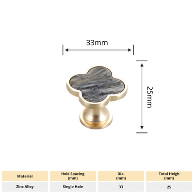 Harfington Four-Leaf Clover Creative Gold Handle Knob for Decorative Pulls Zinc Alloy Single Hole Door Handle 6pcs