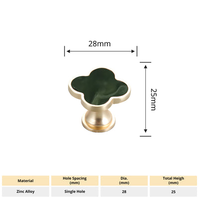 Harfington Four-Leaf Clover Creative Gold Handle Knob for Decorative Pulls Zinc Alloy Single Hole Door Handle 6pcs