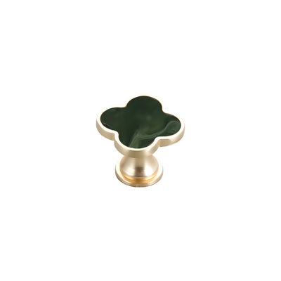 Harfington Four-Leaf Clover Creative Gold Handle Knob for Decorative Pulls Zinc Alloy Single Hole Door Handle 6pcs