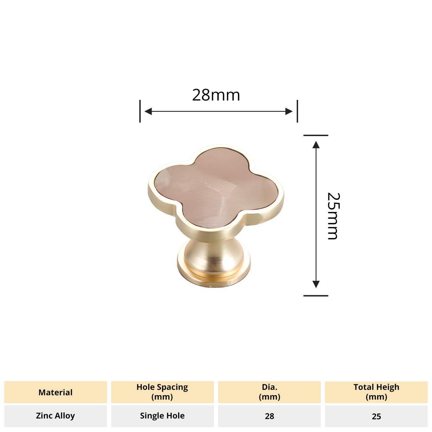 Harfington Four-Leaf Clover Creative Gold Handle Knob for Decorative Pulls Zinc Alloy Single Hole Door Handle 6pcs