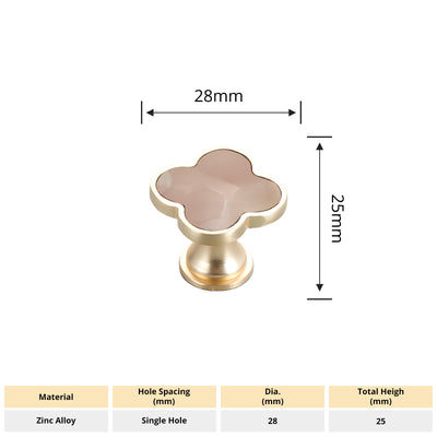 Harfington Four-Leaf Clover Creative Gold Handle Knob for Decorative Pulls Zinc Alloy Single Hole Door Handle 6pcs