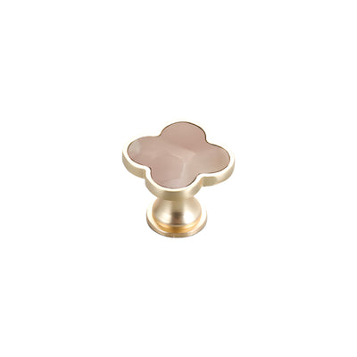 Harfington Four-Leaf Clover Creative Gold Handle Knob for Decorative Pulls Zinc Alloy Single Hole Door Handle 6pcs