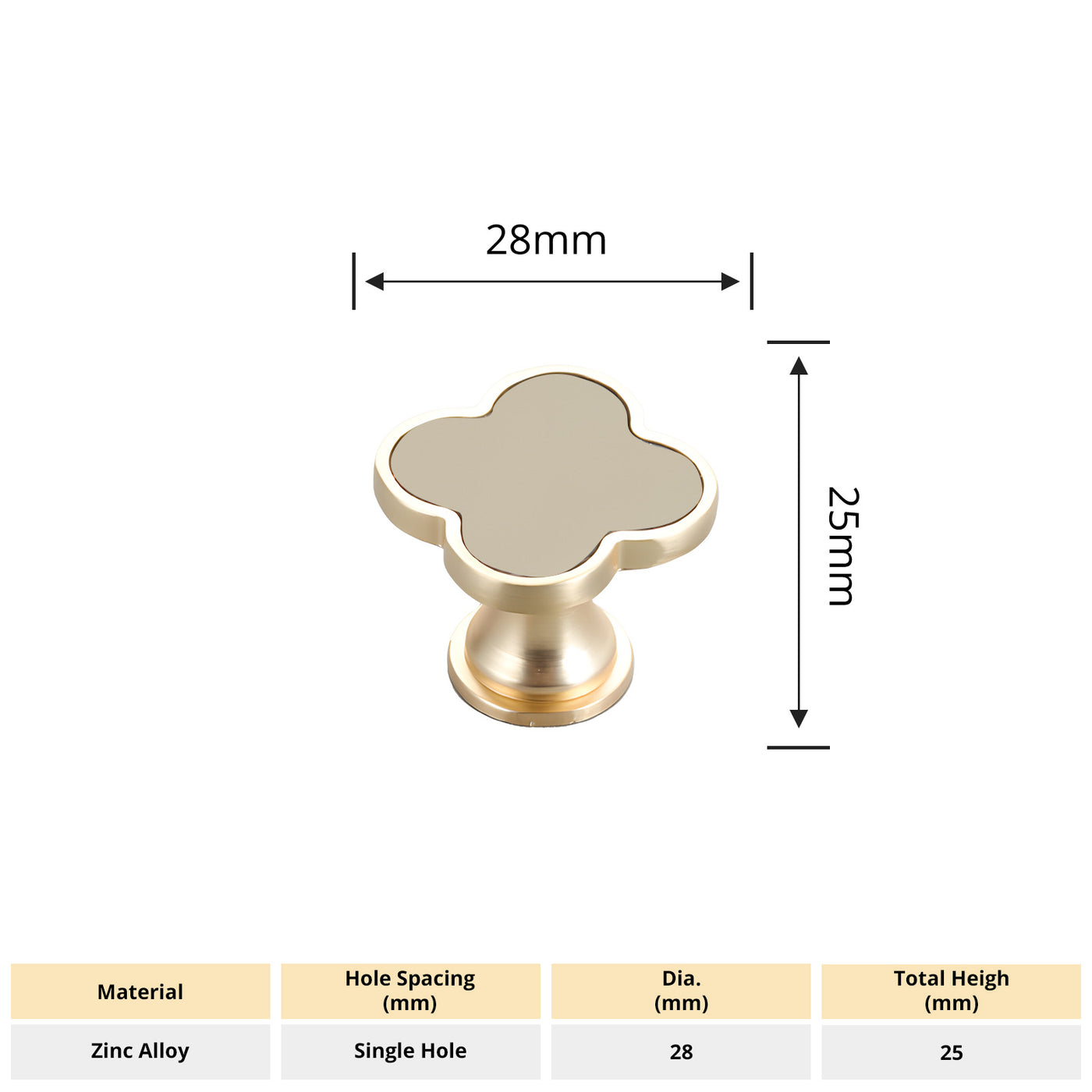 Harfington Four-Leaf Clover Creative Gold Handle Knob for Decorative Pulls Zinc Alloy Single Hole Door Handle 6pcs