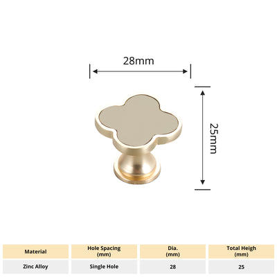 Harfington Four-Leaf Clover Creative Gold Handle Knob for Decorative Pulls Zinc Alloy Single Hole Door Handle 6pcs