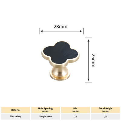 Harfington Four-Leaf Clover Creative Gold Handle Knob for Decorative Pulls Zinc Alloy Single Hole Door Handle 6pcs