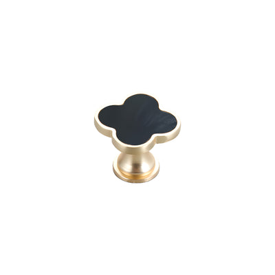 Harfington Four-Leaf Clover Creative Gold Handle Knob for Decorative Pulls Zinc Alloy Single Hole Door Handle 6pcs