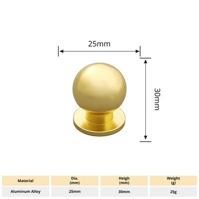 Harfington 5pcs Aluminum Alloy Drawer Brass Tone Knob with Screw for Cupboards Drawers Chest